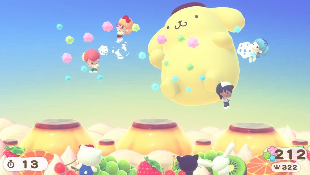 Captura oficial de un minijuego de Hello Kitty Party Land protagonizado por Pompompurin