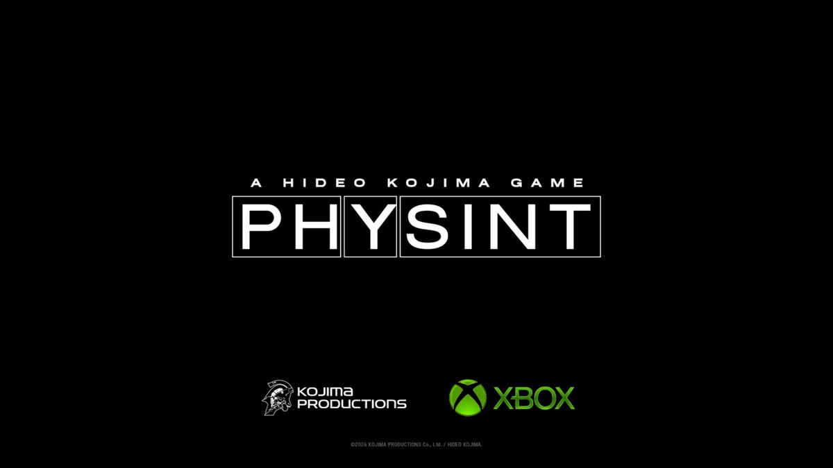 Logotipo de PHYSINT junto a los emblemas de Kojima Productions y Xbox